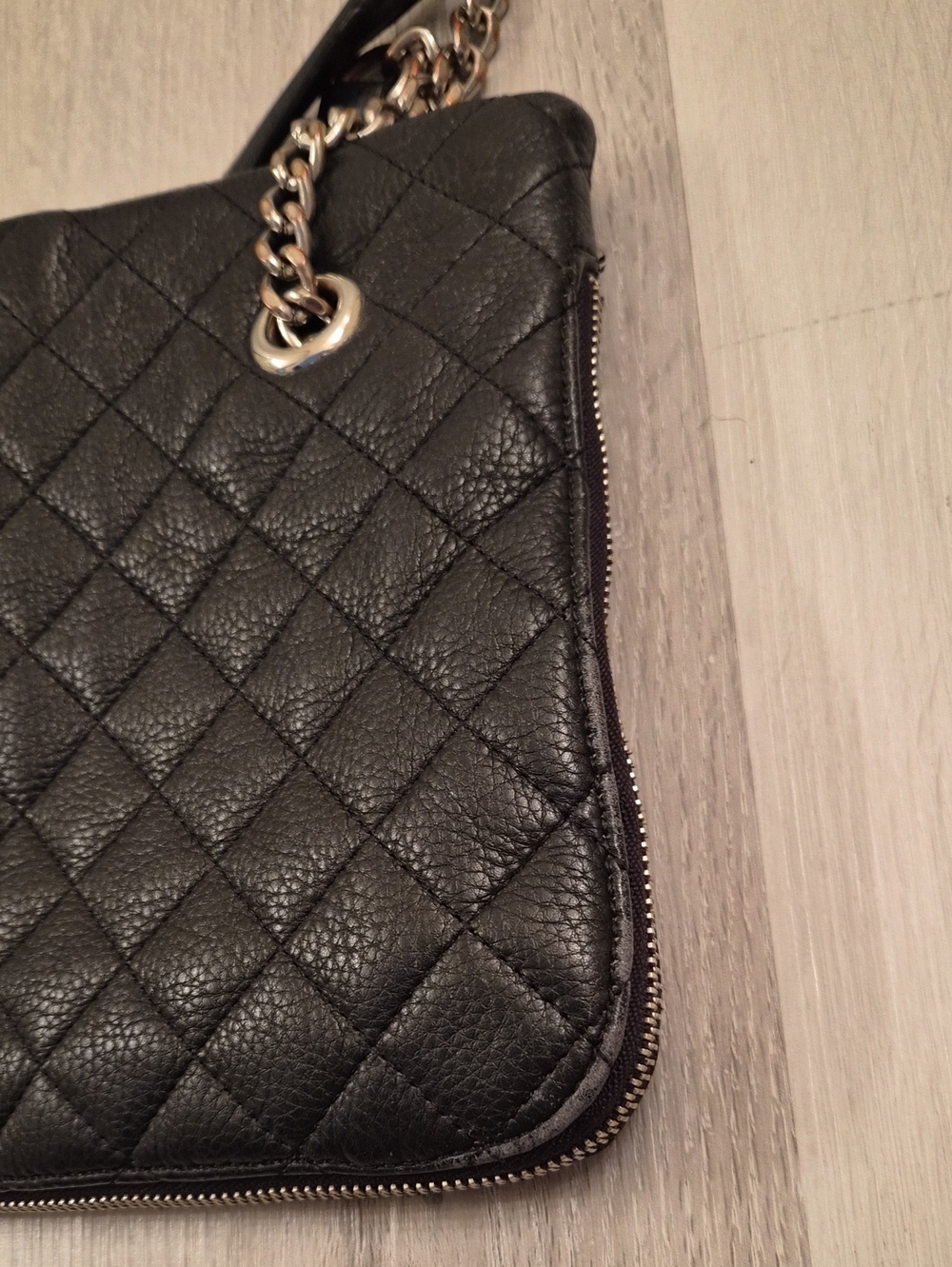 Calvin Klein Black Quilted Shoulder Bag with Silver Chain Straps - Picture 14 of 14